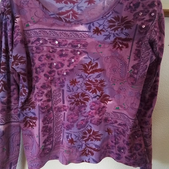 NO BRAND EMBELLISHED PURPLE LONG SLEEVE TOP, MEDIUM - Picture 4 of 4